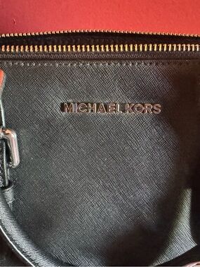 Michael Kors Black Leather Zip Wallet with Gold Hardware